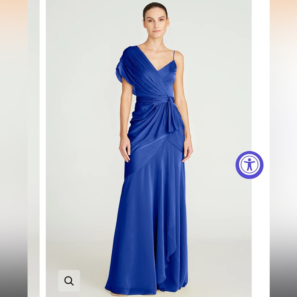 Theia Jana Asymmetric Draped Gown